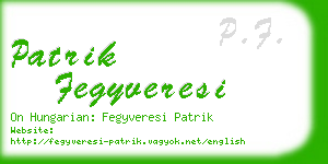 patrik fegyveresi business card